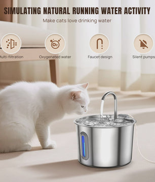 RVS Katten Drinkfontein 2.2L - Vaatwasserbestendig & Stille Pomp