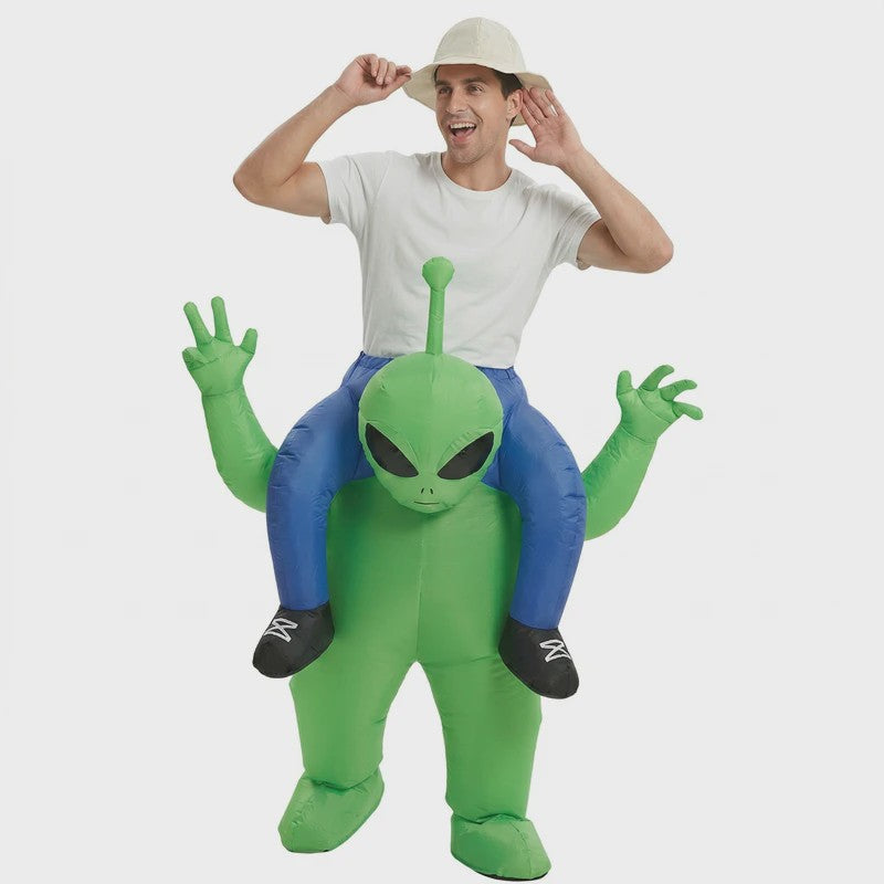 Opblaasbaar Alien Kostuum voor Kinderen & Volwassenen - Grappig Feest-, Halloween- & Carnavalskostuum