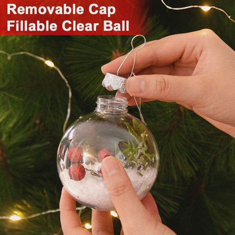 Set van 6 Transparante Kerstballen - Vulbaar & Ophangbaar - Decoratie & Cadeau
