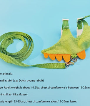Schattig Dinosaurus Harnas met Riem en Bel voor Fretten, Muizen en Kleine Huisdieren
