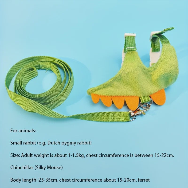 Schattig Dinosaurus Harnas met Riem en Bel voor Fretten, Muizen en Kleine Huisdieren