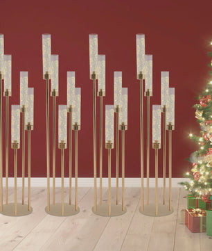 Set van 4 Goudkleurige Vloerkandelaren met 5 Armen - 80 cm Hoog - Luxe Decoratie voor Bruiloft & Feest