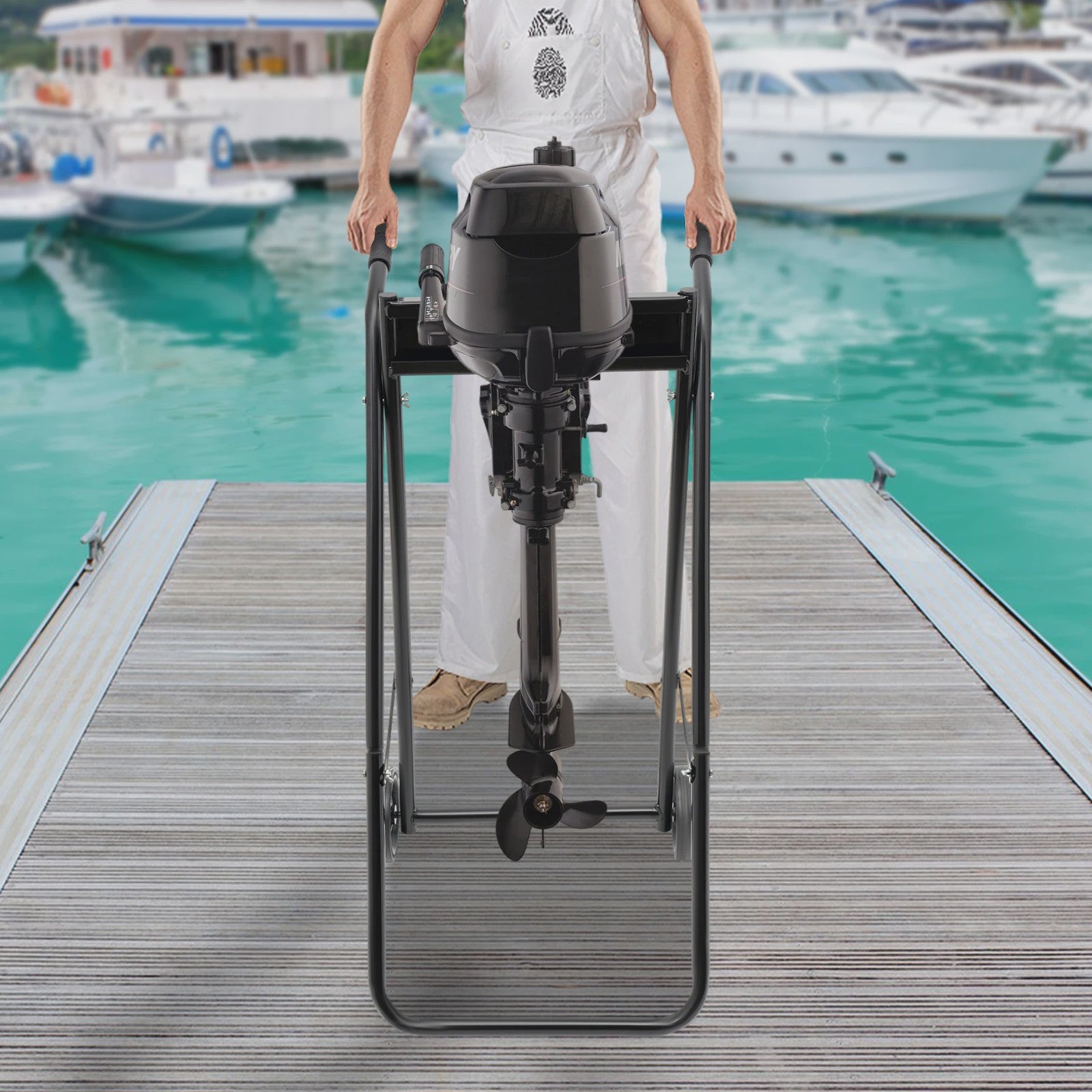Robuuste Opvouwbare Buitenboordmotor Trolley met Wielen - Heavy Duty Motorstandaard