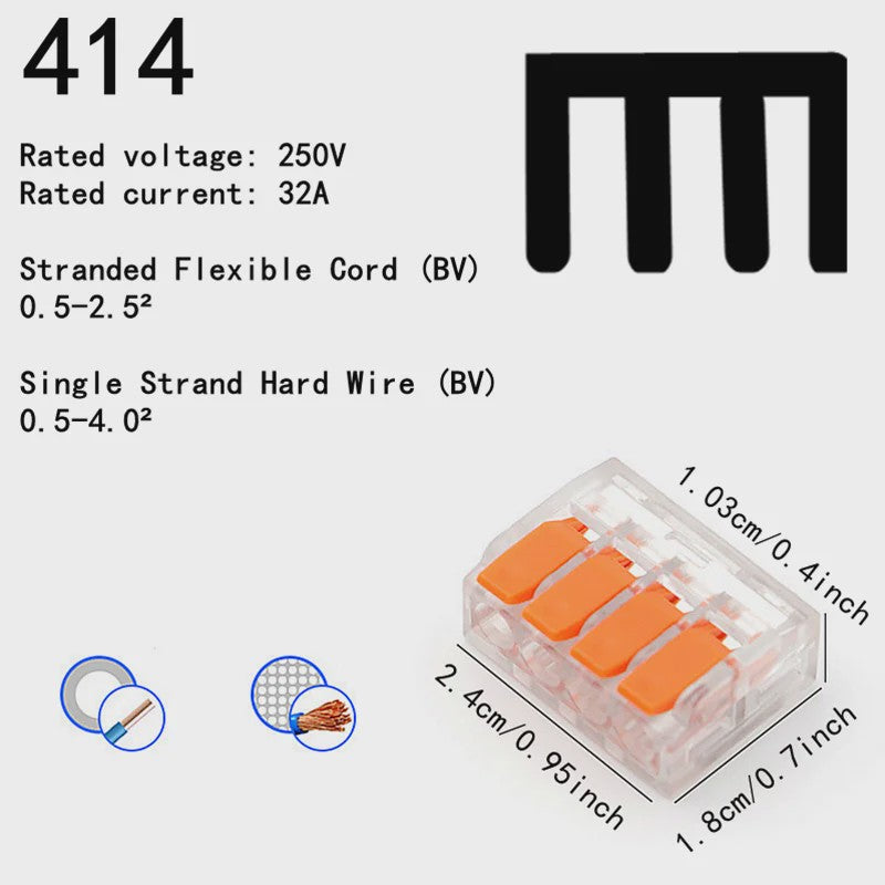 Universele Snelkoppeling Klemmen (250V/32A) - Oranje, 10-75 Stuks