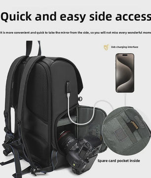 Waterdichte Fototas Rugzak - Retro Stijl, Grote Capaciteit voor Camera & Laptop