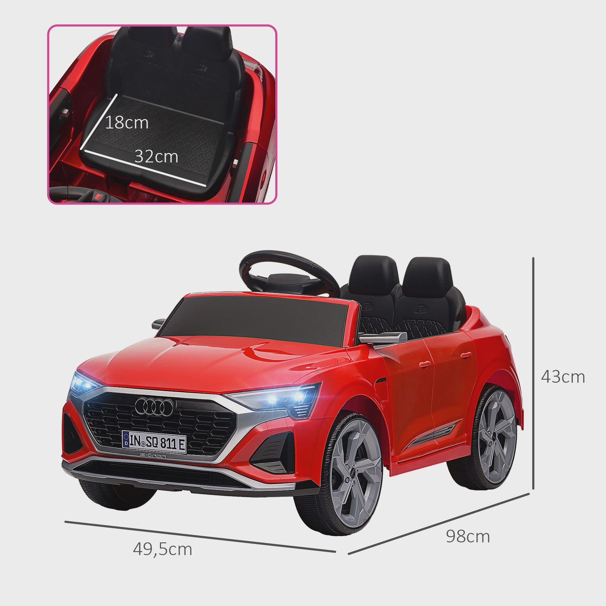 Elektrische Kinderauto Audi Q8 E-tron Sportback - Licentie, Afstandsbediening, Licht & Geluid - Grijs