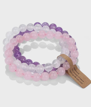 Natuursteen Kristal Kralen Armbanden Set - Amethist & Multi-Layer Combinaties