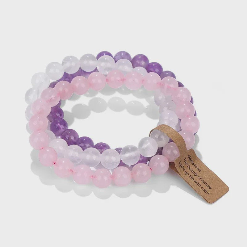 Natuursteen Kristal Kralen Armbanden Set - Amethist & Multi-Layer Combinaties