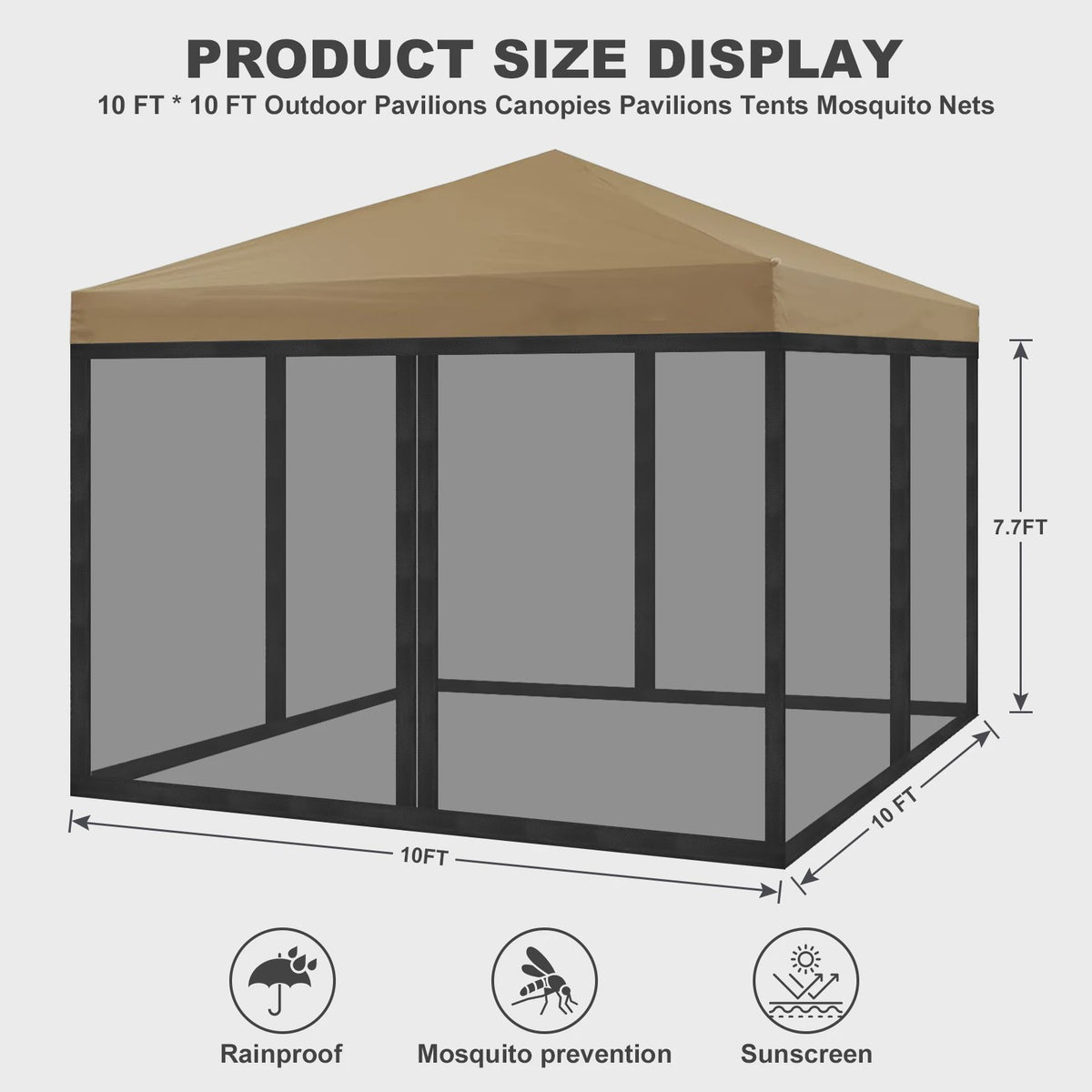 Universeel Gazebo Muskietennet - 4-Panels met Rits - Bescherming tegen Insecten