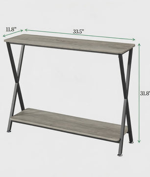 Industriële Console Tafel met Plank - Smal Metalen Frame voor Hal, Woonkamer of Entree