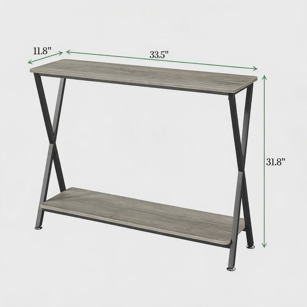 Industriële Console Tafel met Plank - Smal Metalen Frame voor Hal, Woonkamer of Entree