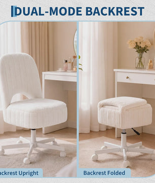 Comfortabele Make-up Stoel met Opbergruimte, Verstelbaar & Opvouwbaar - Wit