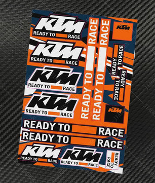 KTM "Ready To Race" Motor Stickers Set - Logo's & Decals voor Duke, RC390, Adventure
