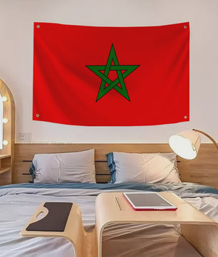 Marokkaanse Vlag - Polyester Decoratie met Ophangringen voor Binnen en Buiten
