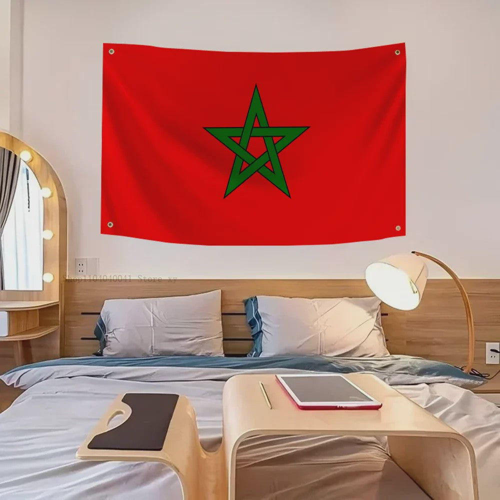 Marokkaanse Vlag - Polyester Decoratie met Ophangringen voor Binnen en Buiten