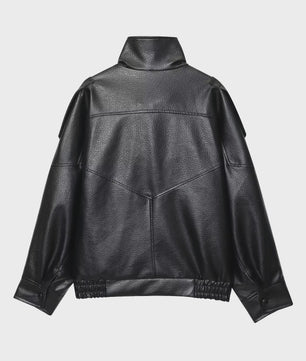 Dames Zwarte Oversized Faux Leren Jas - Chic Streetwear Stijl