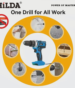 HILDA 21V Accuboormachine - 25+3 Koppelstanden, Draadloos & Makita Compatibel