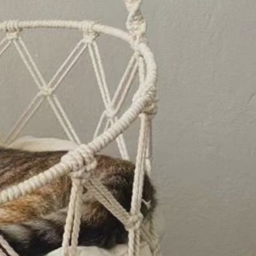 Handgeweven Macramé Kattenhangmat - Boho Stijl Hangend Kattenbed