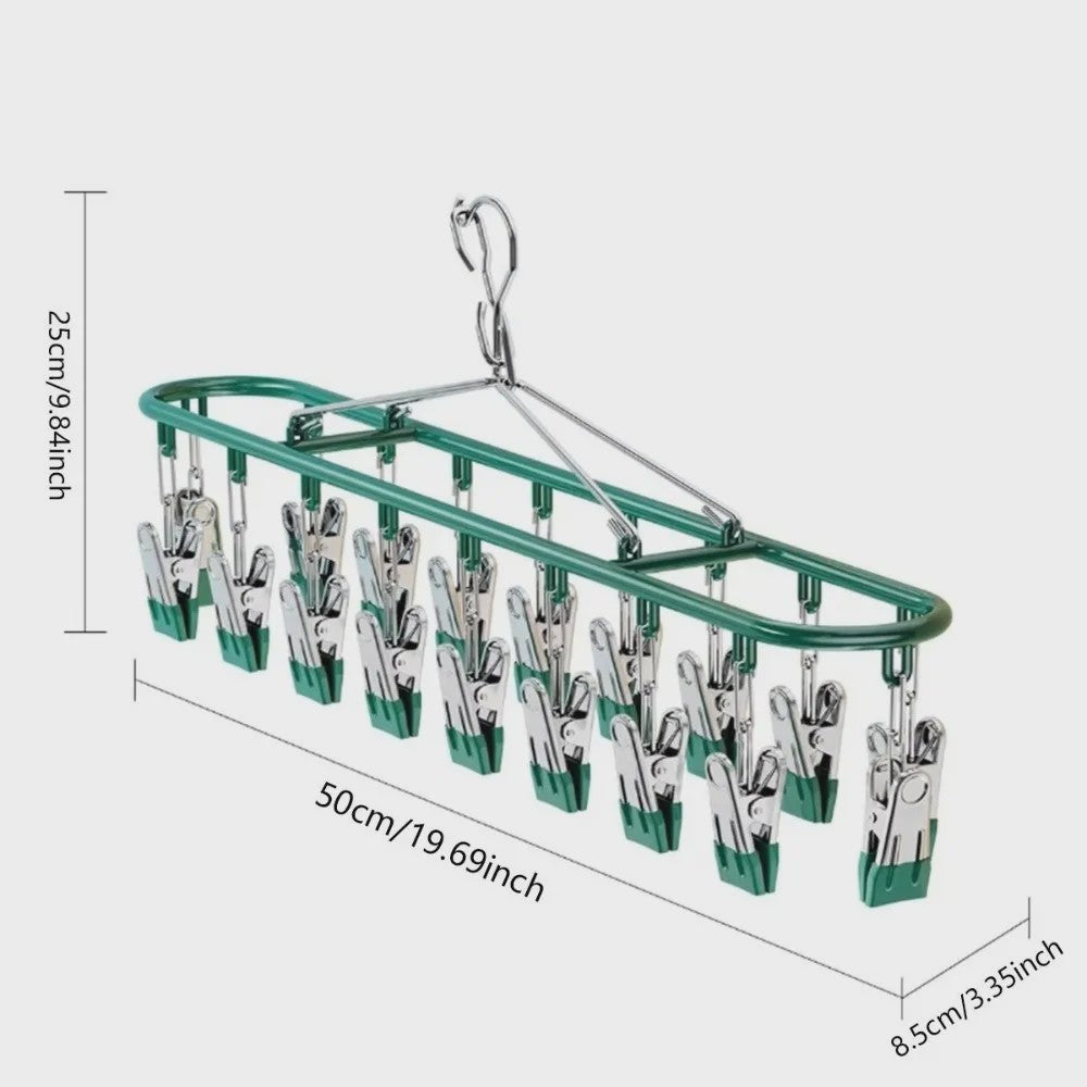 Droogrek met 20 Clips - RVS Sokkenhanger voor Ondergoed & Kleine Was
