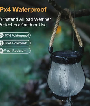 Solar Camping Lantaarn met Vlam Effect - USB Oplaadbaar, Waterdicht IPX4, 800 Lumen