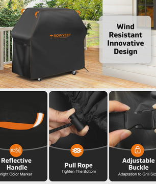 Rowyeet Outdoor BBQ Grillhoes - Waterdicht, UV-bestendig, Verstelbare Pasvorm - Geschikt voor Weber, Nexgrill, Expert Grill en meer