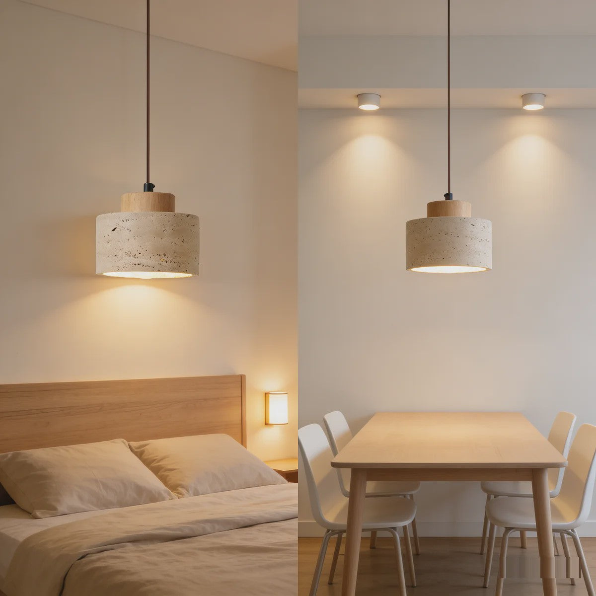 Luxe Travertin Hanglamp in Japanse Stijl - Sfeervolle Verlichting voor Keuken en Woonkamer