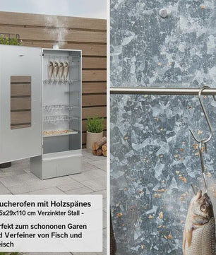RVS Smoker BBQ met Houtspaanderbak - 44.5x29x110cm - Ideaal voor Vis en Vlees