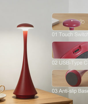 Draadloze Mushroom Tafellamp LED - Oplaadbaar & Dimbaar met Touch Bediening
