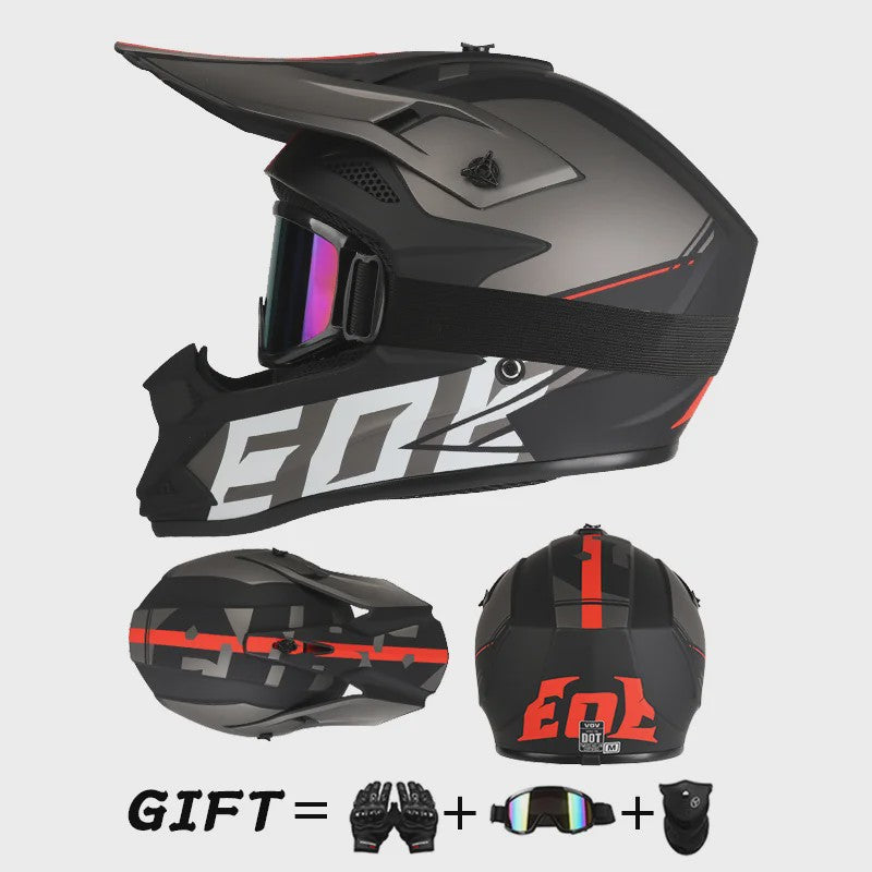 Off Road Motorcross Helm met Vizier & Goggles - Veilig & Comfortabel