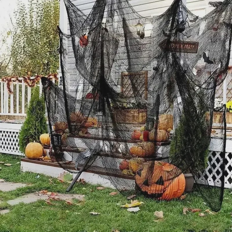 Zwarte Creepy Cloths voor Halloween Decoratie - 76x198cm Spookachtige Gaasdoeken