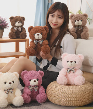 Kawaii Teddybeer Pluche Kussen met Strik - 25/35cm