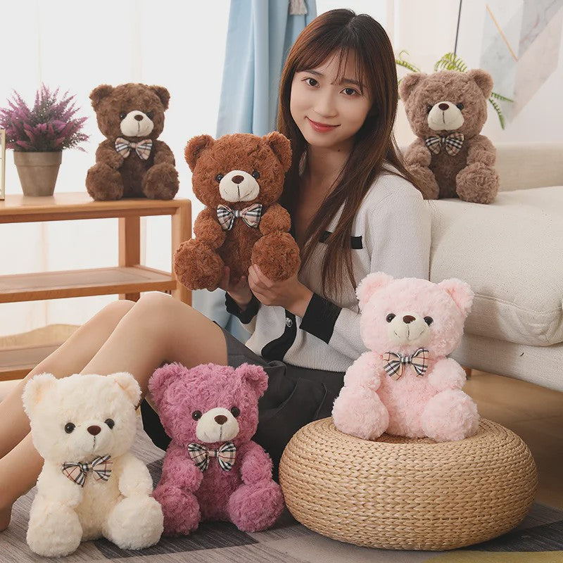Kawaii Teddybeer Pluche Kussen met Strik - 25/35cm