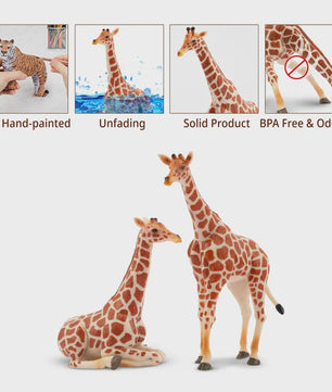 Set van 4 Realistische Giraffe Figuren - Speelgoed Dieren voor Kinderen