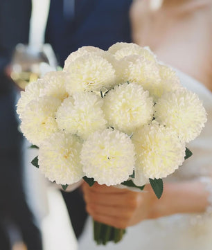 Kunstboeket Chrysant Ballen - 12 stuks