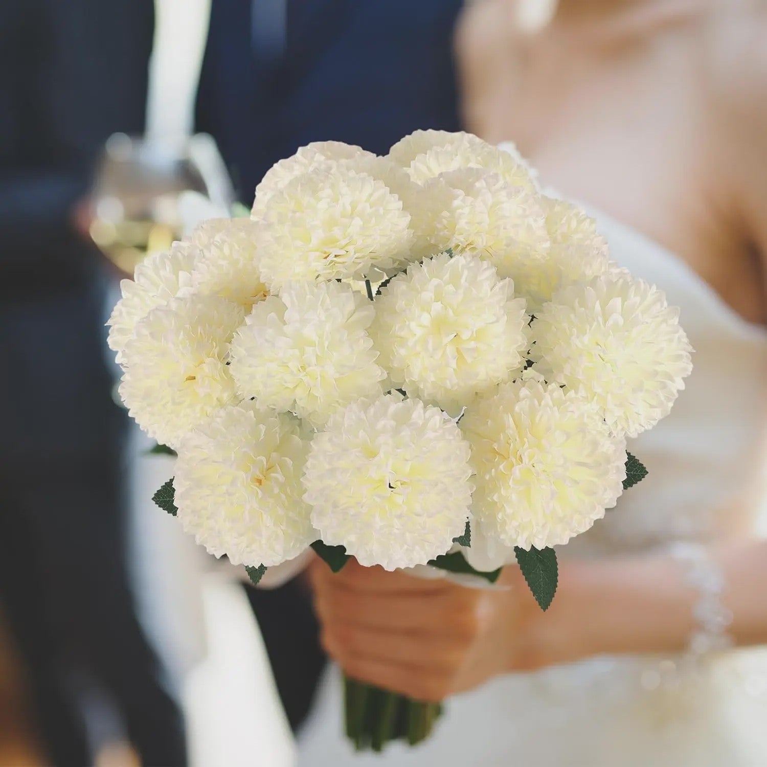 Kunstboeket Chrysant Ballen - 12 stuks