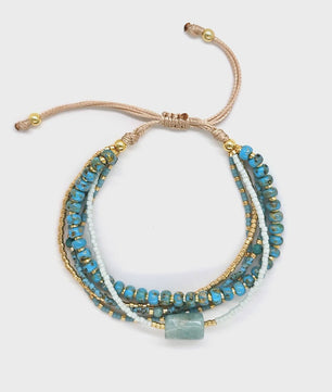 Bohemian Turquoise Kralen Armbanden Set - Multi-Layer Boho Stijl
