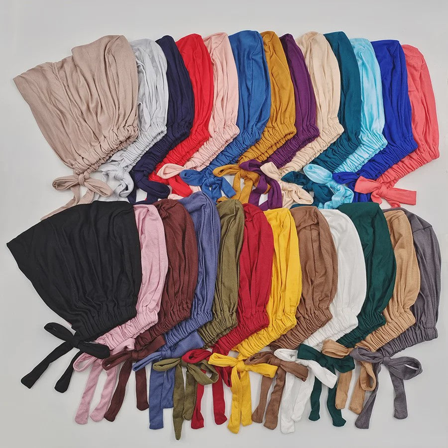 Zachte Modal Binnen Hijab Cap met Strik - Islamitische Turban Hoofddoek