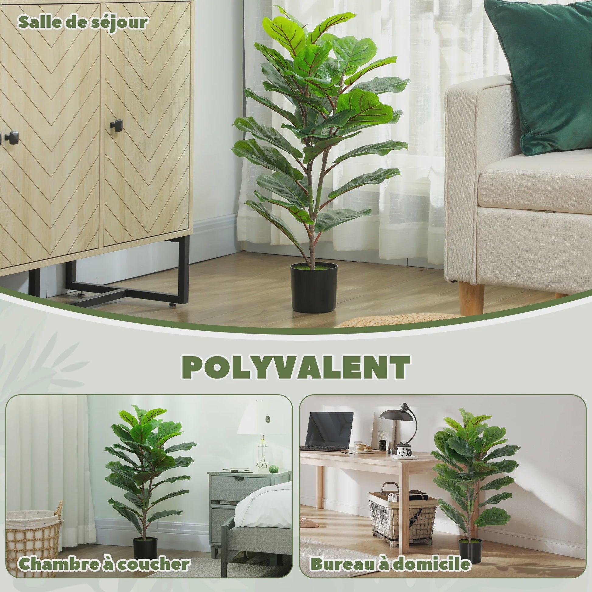 Set van 2 Kunstplanten Ficus Lyrata - 80 cm - Realistische Kunstboom met Pot