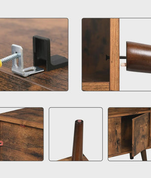 Rustieke Boekenkast met Deuren - 3 Niveaus - Vintage Design