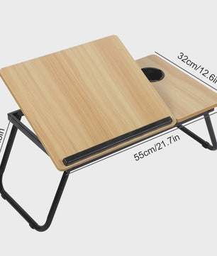 Opklapbare Laptoptafel voor Bed & Bank - In Hoogte Verstelbaar met Bekerhouder