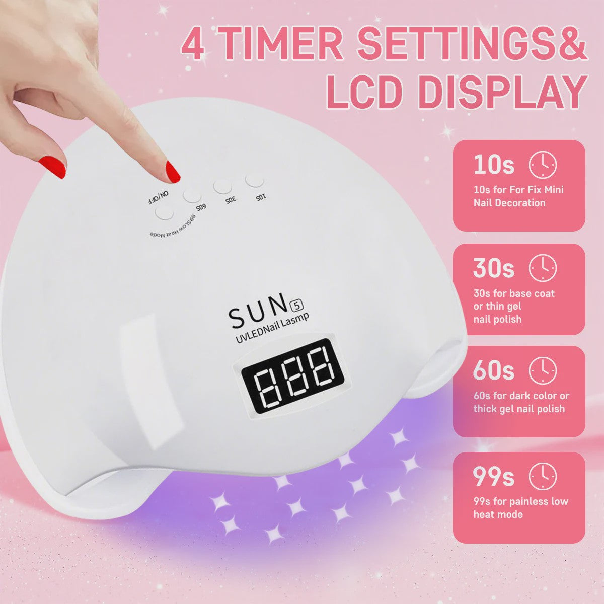 Professionele UV LED Nageldroger - 24 LEDs, 4 Timers, Draagbaar