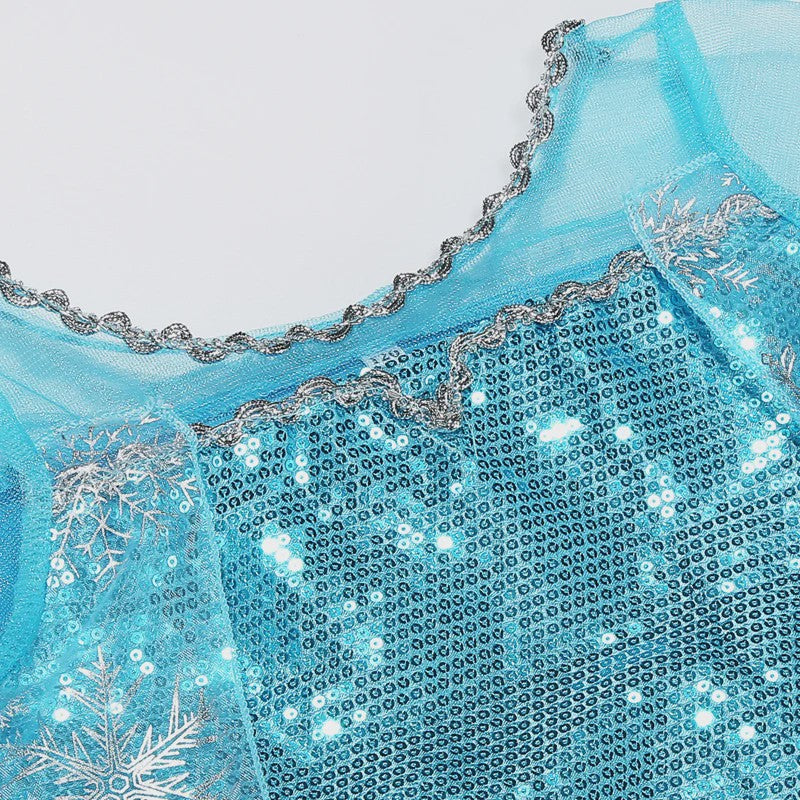 Elsa Prinsessenjurk Meisjes - Lange Mouwen, Sneeuwvlokken & Glitter - Perfect voor Feestjes & Carnaval
