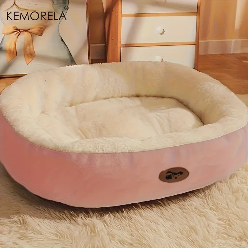 Pluche Ovaal Huisdierbed - Machinewasbaar & Comfortabel voor Hond & Kat