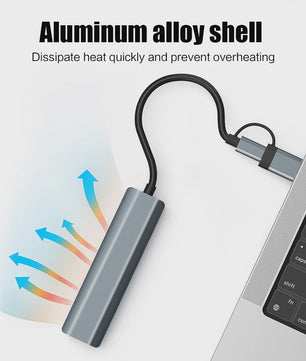 USB-C Hub met Gigabit Ethernet & 3x USB 3.0 Poorten - Aluminium Docking Station