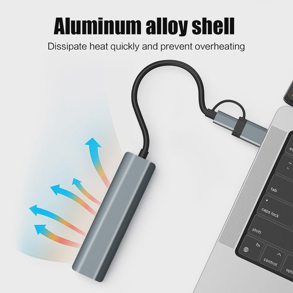 USB-C Hub met Gigabit Ethernet & 3x USB 3.0 Poorten - Aluminium Docking Station