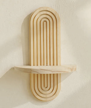 Houten Wandplank met Boogontwerp - Decoratieve Plank voor Planten & Kaarsen