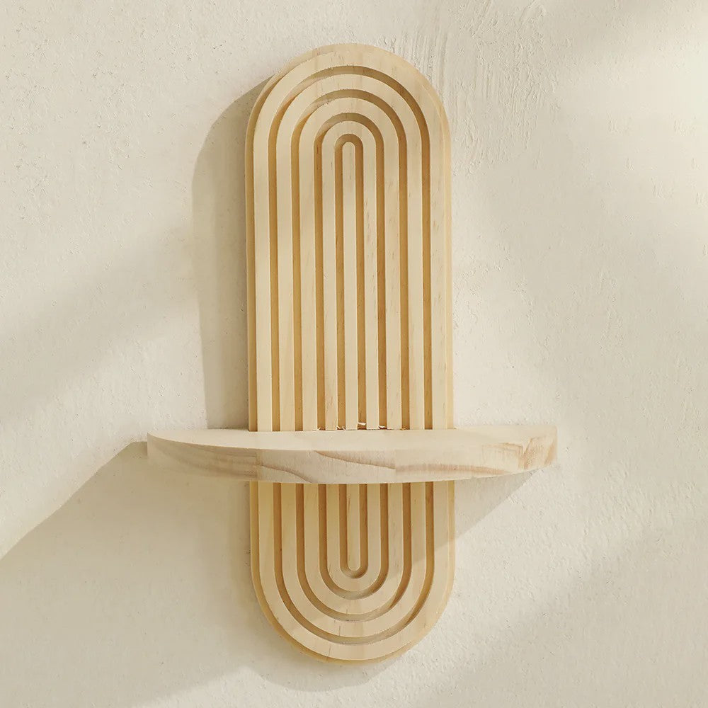 Houten Wandplank met Boogontwerp - Decoratieve Plank voor Planten & Kaarsen