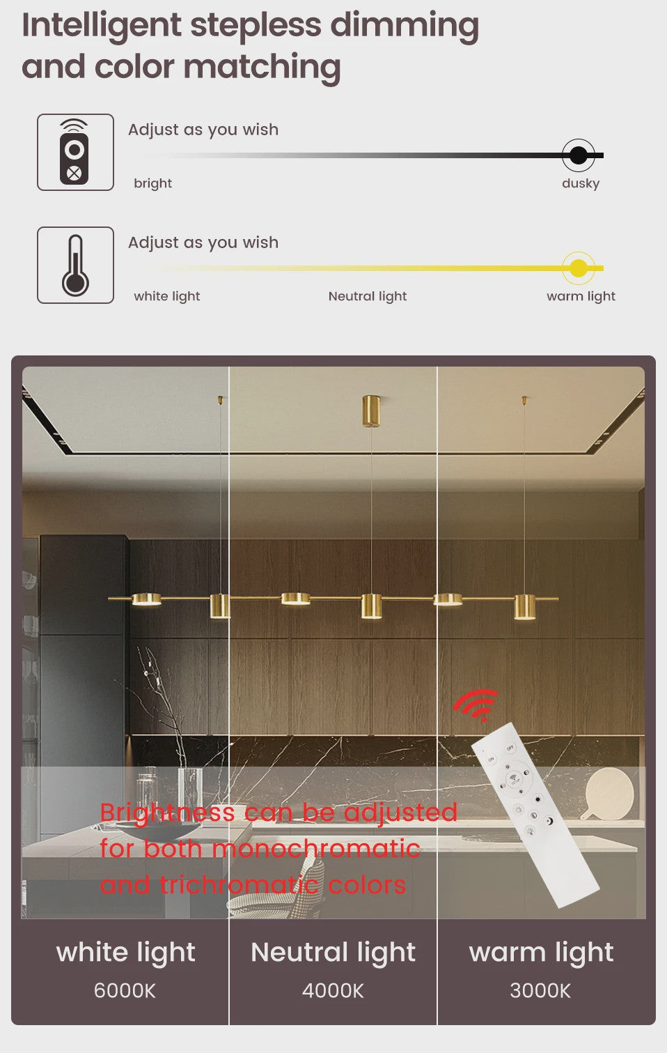 Moderne LED Plafond Hanglamp voor Woonkamer, Eetkamer & Keuken - Dimbare Verlichting