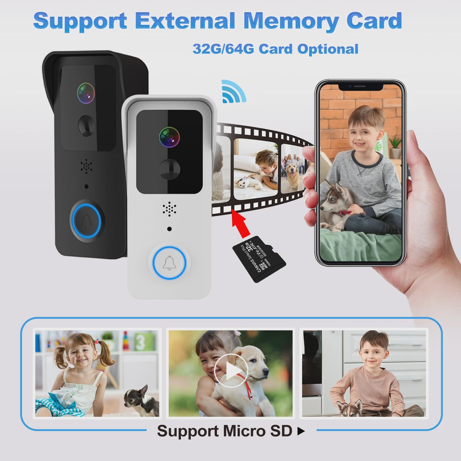 Slimme WiFi Video Deurbel met 1080P Camera, Tweeweg Audio & Nachtzicht - Tuya App