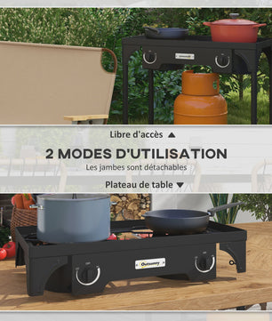Outsunny Draagbaar Dubbel Propaan Gasfornuis - 92000 BTU/u - Afneembare Poten voor Buiten & Camping